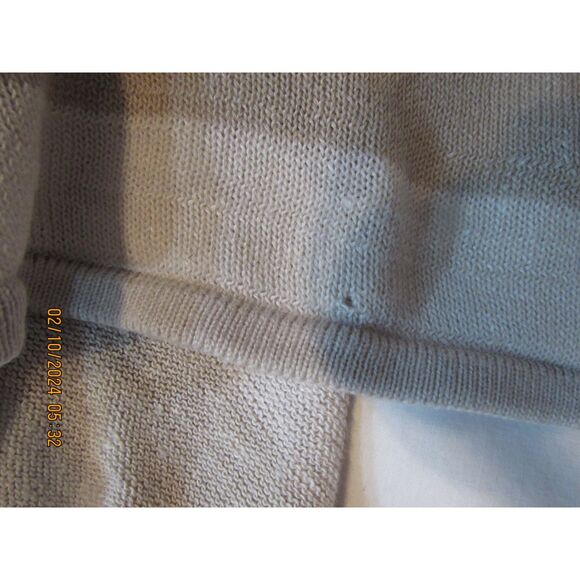 J. JILL WATERFALL OPEN FRONT CARDIGAN SIZE M TAN GREY CREAM STRIPED LIGHTWEIGHT - Picture 4 of 9